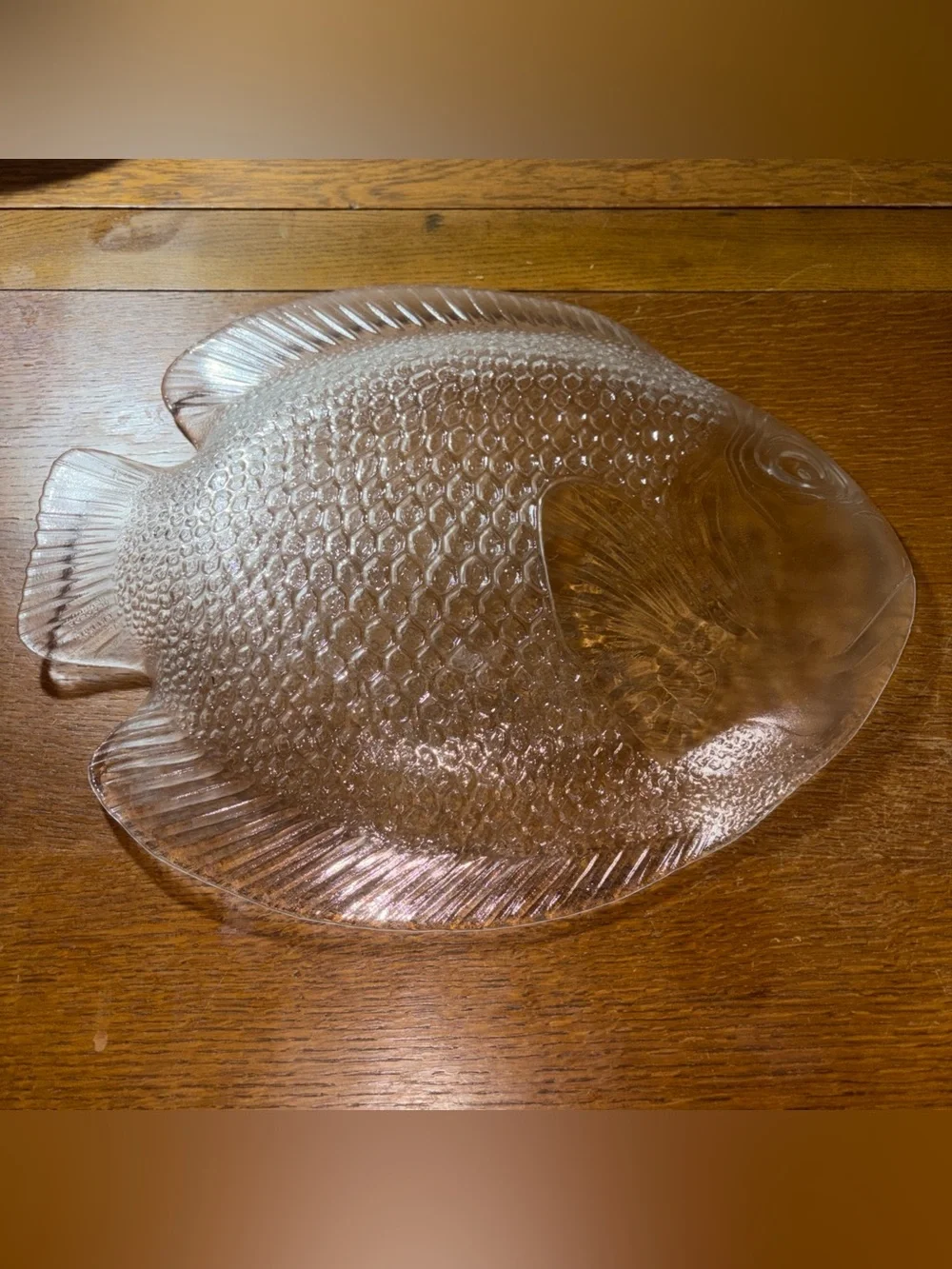Clear Glass Fish-Shaped Serving Platter - Transparent